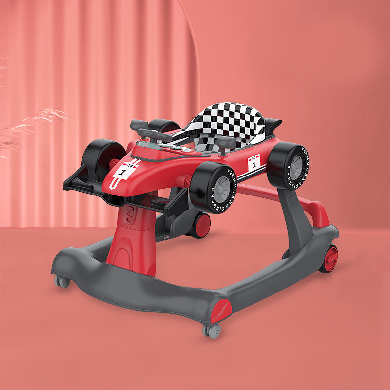 Andadera de bebé 4 en 1, Caminante con ajuse de altura, ruedas suaves con velocidad ajustable, asiento acolchado, música y luz, caminante plegable para bebés niños y niñas a partir de 6 meses ROJO
