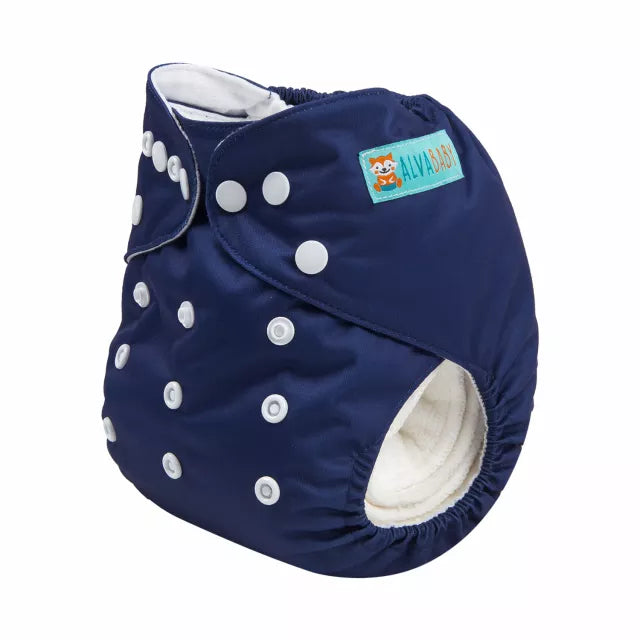 B35A Alvababy- pañal regular de tela lavable y reutilizable, ajustables de 3-15kg, incluye inserto