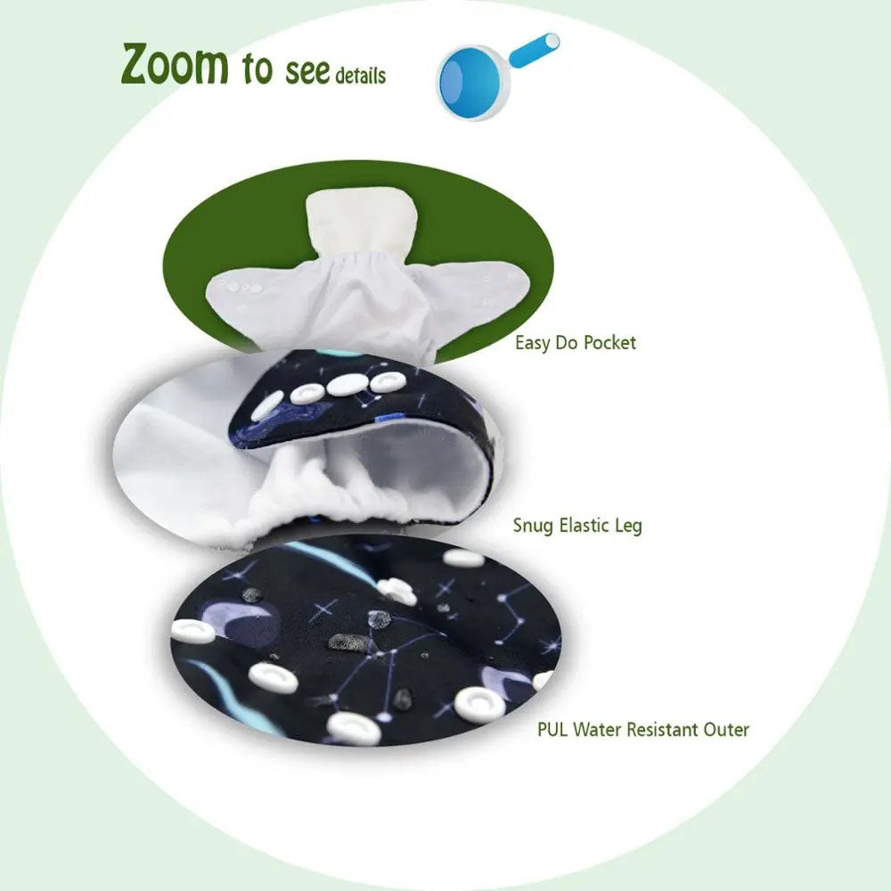 YD48A Alvababy- pañal regular de tela lavable y reutilizable, ajustables de 3-15kg, incluye inserto