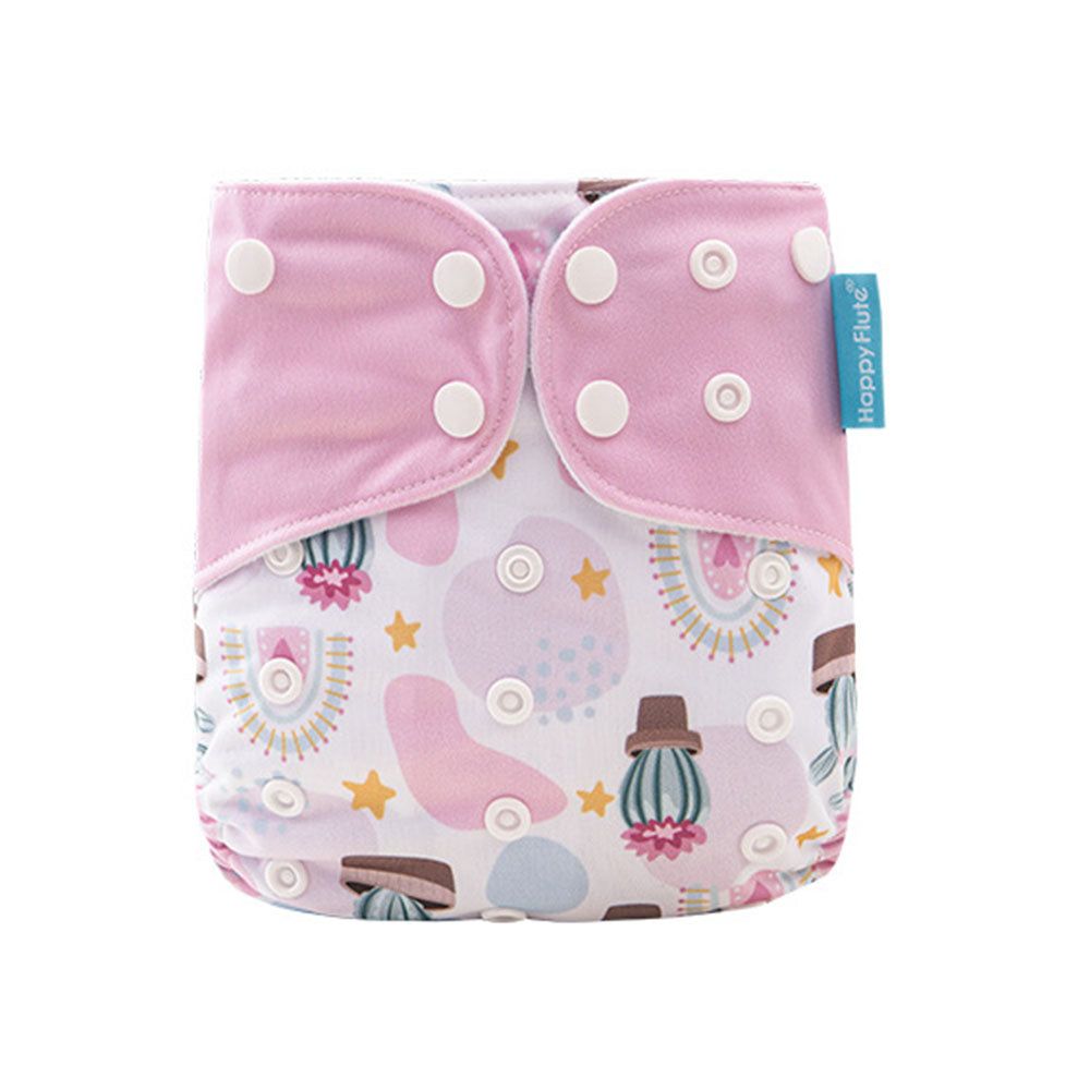 BK44-1 Happy Flute- pañal regular de tela lavable y reutilizable para niños y niñas, pañales ajustables de 3-15kg, incluye inserto